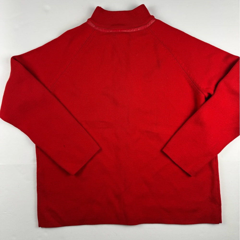 Vintage Pendleton Red Merino Wool Sweater with leather detailing size 1x - Picture 9 of 9